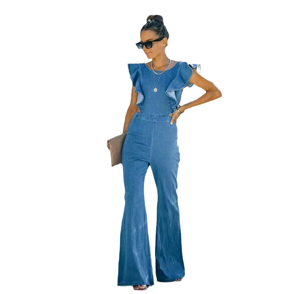 2024 Custom Women's Denim Bikini Set With Jeans Shorts and Bra Denim Push up Bikini Set