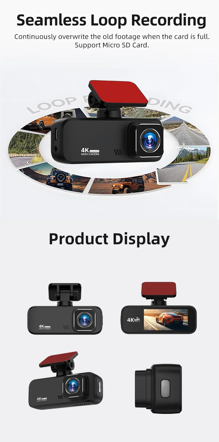Dual Lens Car DVR Recorder Car Dash Camera with 4K Front and Back 1080P IPS Screen Loop Record for Competitively Priced details