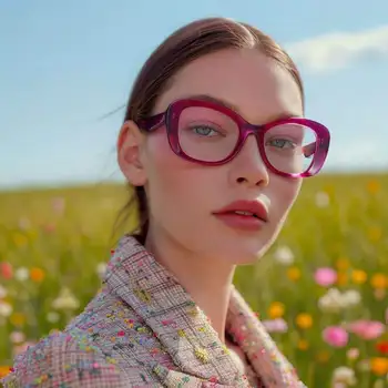 New Fashion Oversized  Spectacles Frames Handmade Acetate Eyewear Women Optical Eyeglasses Custom Logo