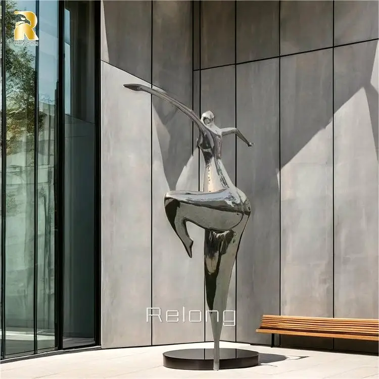 Garden Abstract Modern Art Metal Statue Stainless Steel Dancing Fat ...