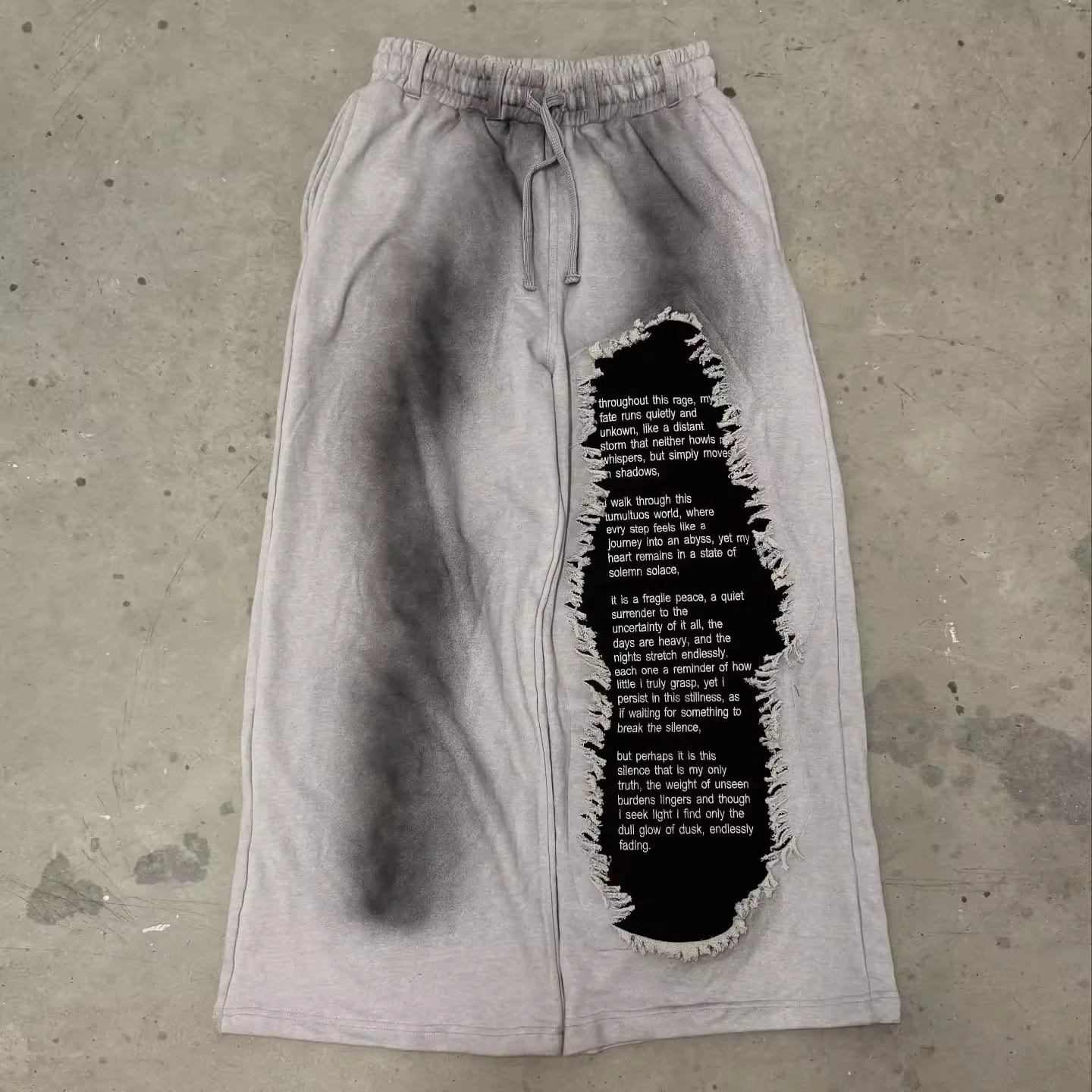 Hip Hop Custom Oversize French Terry Cotton Patch Embroidery Acid Wash Wide Leg Baggy Jogger Sweatpants gallery 2
