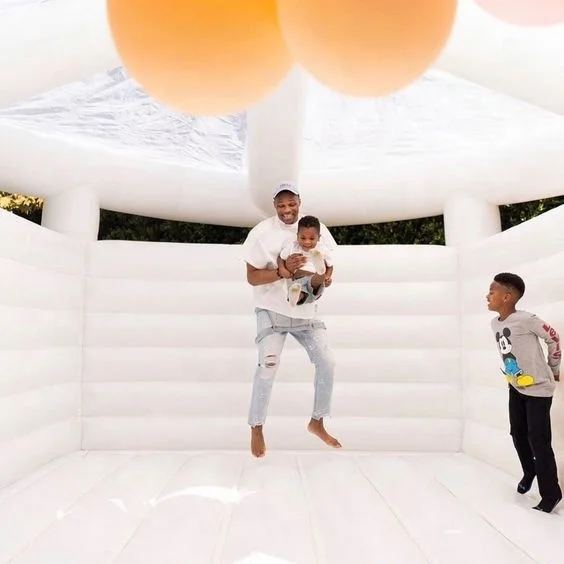 Pastel Theme Bouncy C Astle Inflatable Bounce House White Bounce House ...