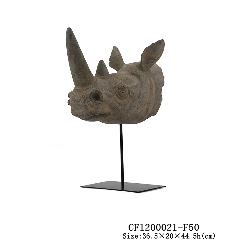 New Design Nordic modern creative rhinoceros head ornaments home Model Animal resin crafts for living room decoration factory