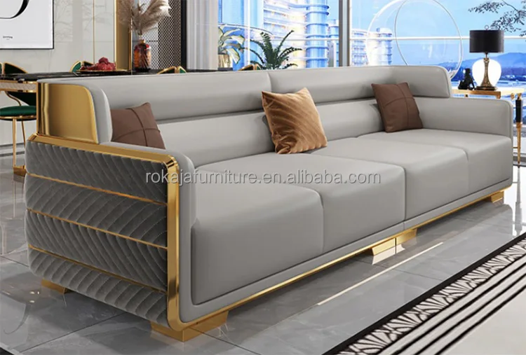 Simple Design Living Room Furniture Sofa Set Cream Color Combination