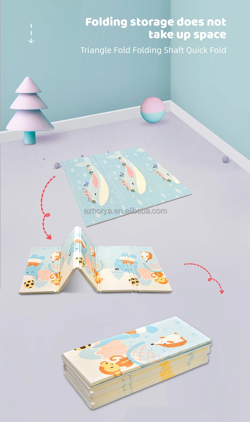 Zhorya Custom Pe Xpe Foam Mat Indoor Toddler Floor Foldable Folding