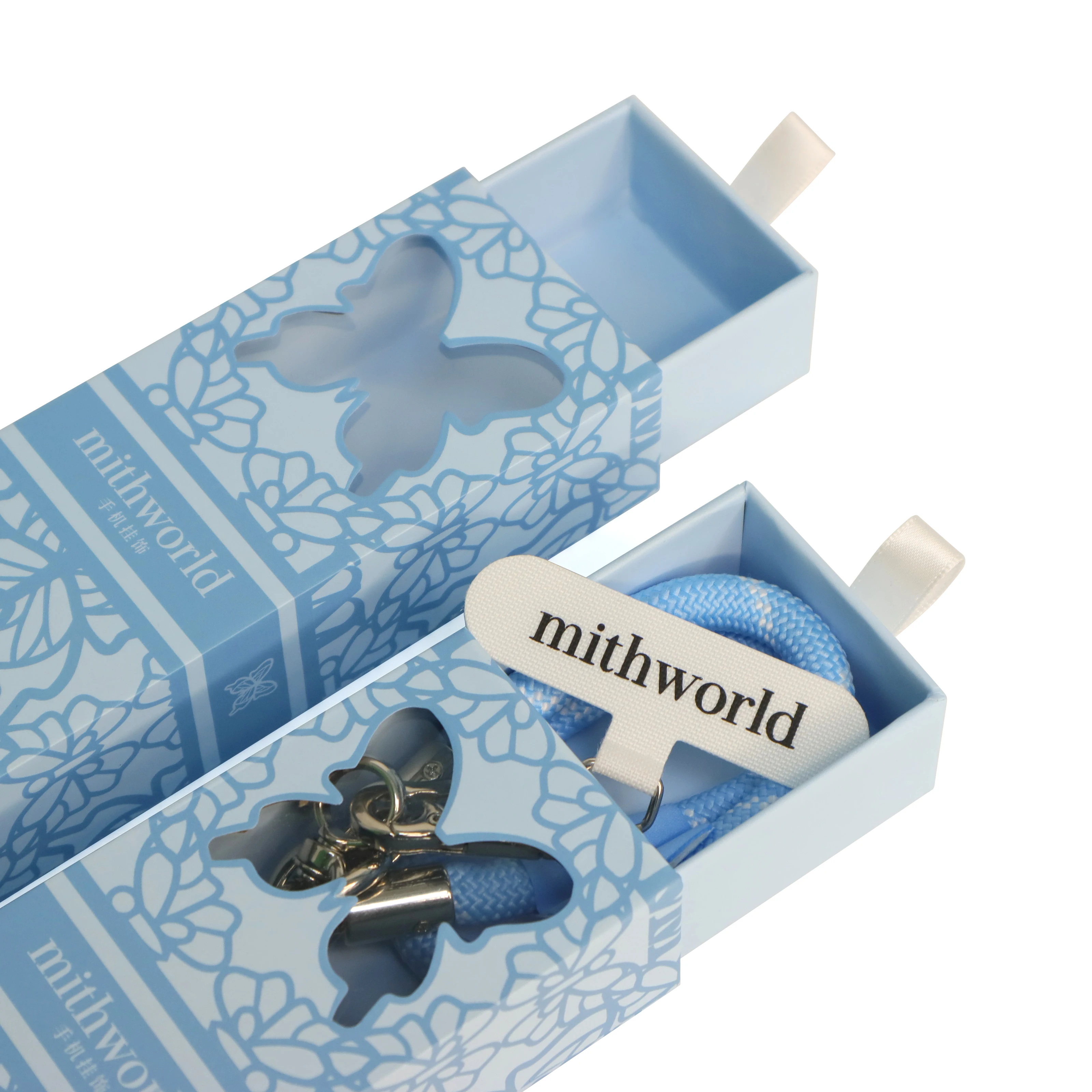 Custom Print Logo Luxury Decorations Keychain Rigid Paper Cardboard Packaging Drawer Sliding Gift Box