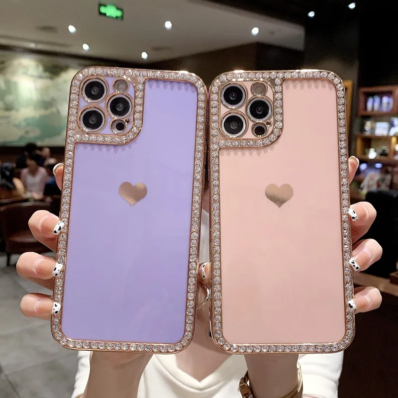 Makeup Mirror Mobile Phone Case, Luxurious Bling Heart-Shaped Mirror Phone  Case(iPhone x/xs)