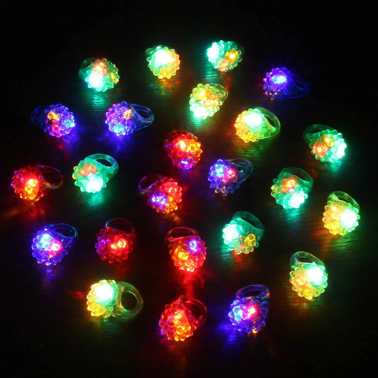 Birthday Sunmall Flashy Bumpy Rings Gifts Dances 60pcs Colorful Flashling LED Bumpy Rubber Rings Light Up Glow Party Favor Rings for Party Costumes 