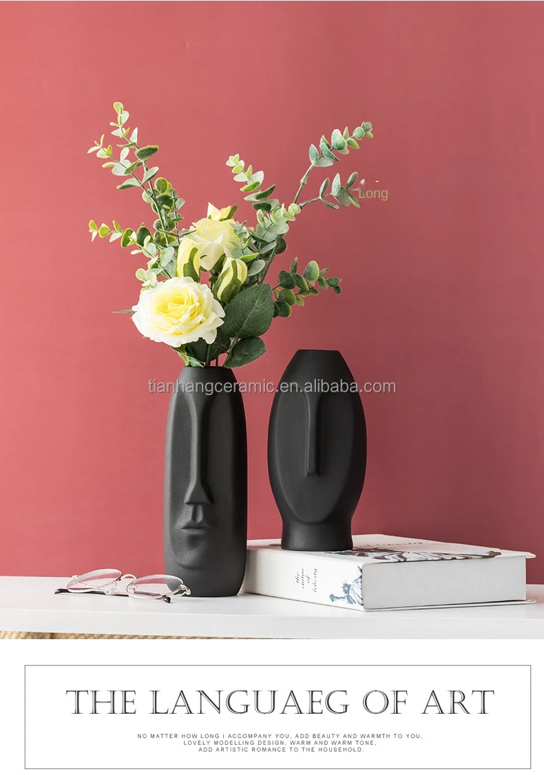 Custom modern nordic style creative gift home decoration accessories human face ceramic vase.jpg