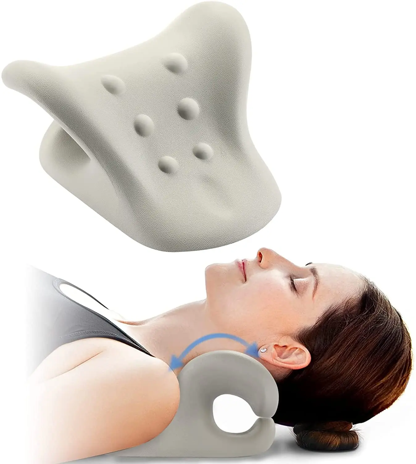 Keep wish Chiropractic Pillow,Neck and Shoulder Pain Relief Support Relaxer  Cervical Pillow Massage Traction Device to Help Ease Neck