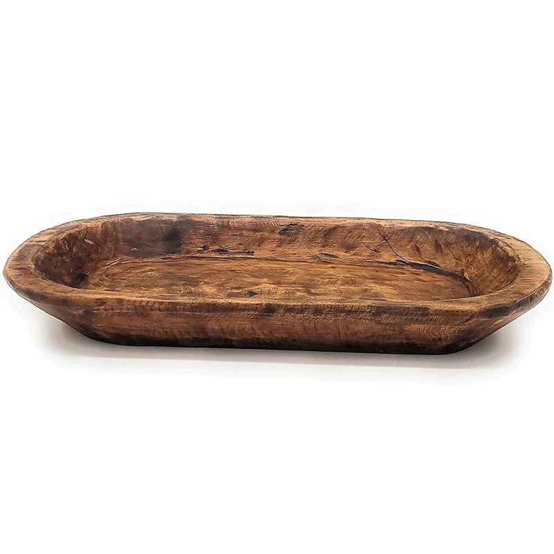 Decorative Wooden Dough Bowl Handmade For Fruits Or Salads Best Dark