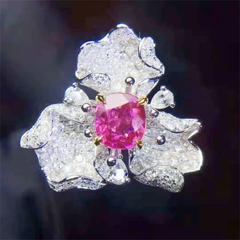 SGARIT brand 18k white gold jewelry 1.055ct high quality ruby vintage flower gemstone gold jewelry used as a ring or pendant
