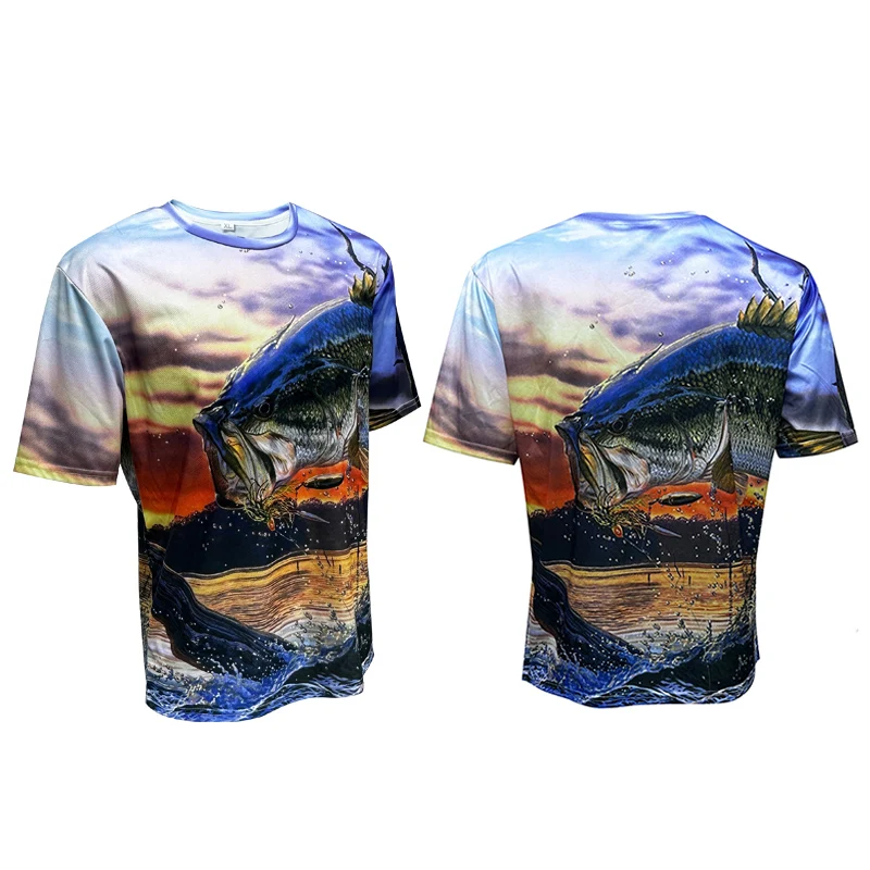 Custom Short-Sleeved Fishing Shirt Quick-Drying Breathable Lightweight Sublimation Printing Sun Protection For Outdoor Sports