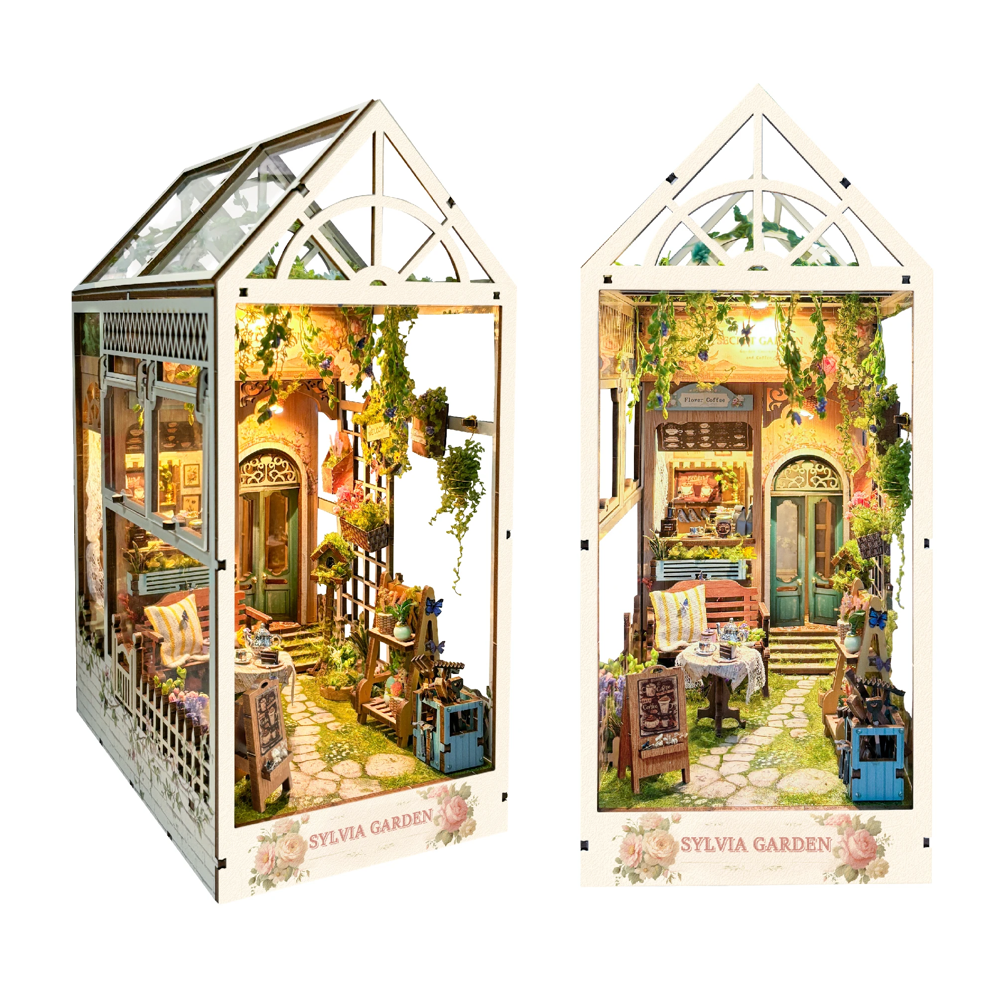 Custom Book Nook Minis 3d Wooden Puzzle Bookend Diy Miniature House Booknook Shelf Insert Sylvia Garden Book Nook Kit Building