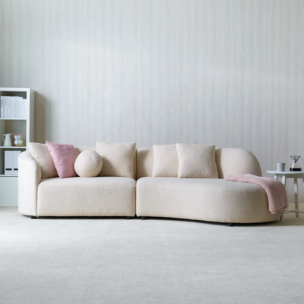 Bộ Sofa Vải Beige Hiện Đại Mới Cho Phòng Khách Bộ Sofa Nội Thất Có Thể Tùy Chỉnh Modular Sofa Cong Lounge