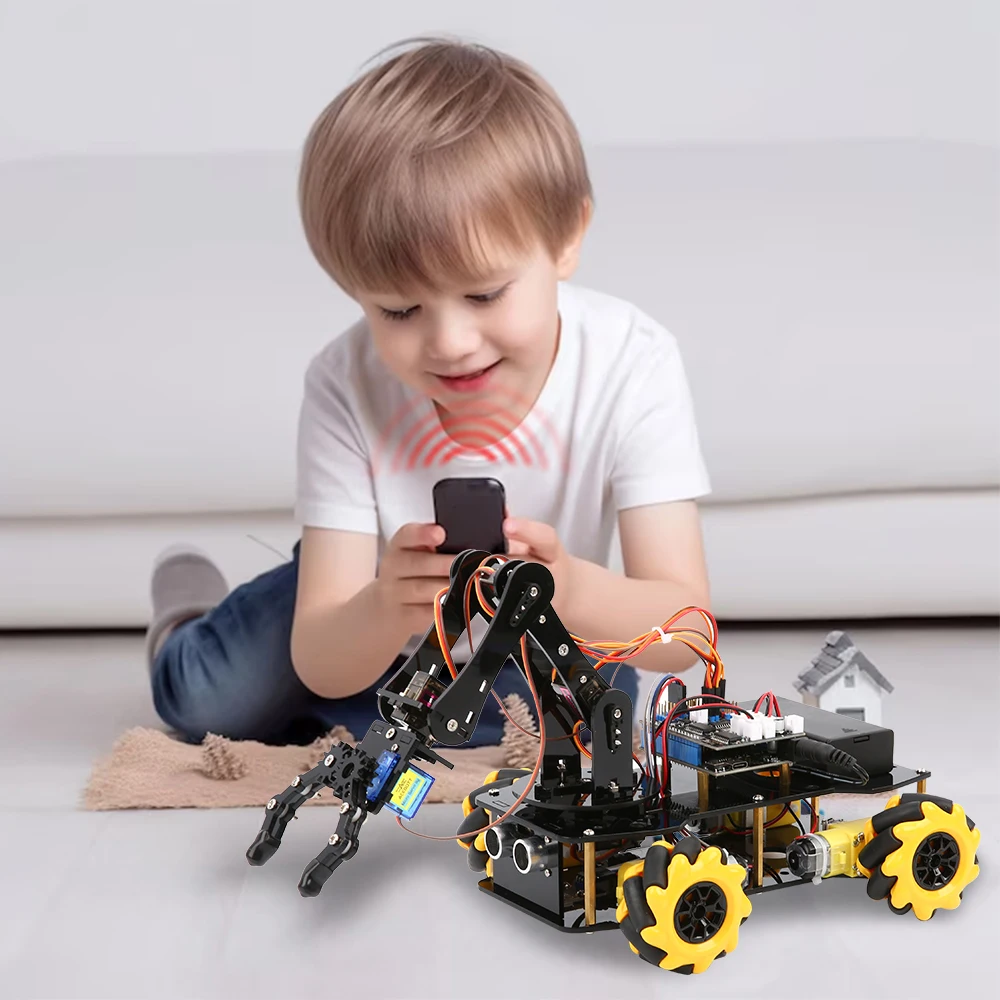 Kit Bras Robotique STEM 4 DOF – Programmation Électronique + Télécommande – Jouet DIY Expériences Dès 8 Ans