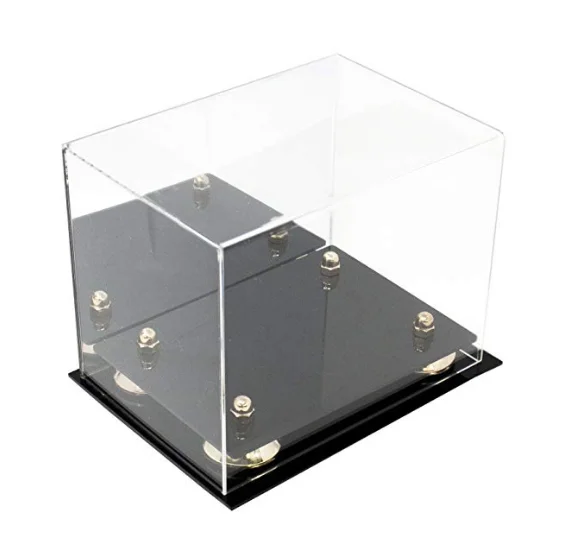 Custom clear Acrylic Display Cases for Mini Football Helmet Showing Box with Bell Riser