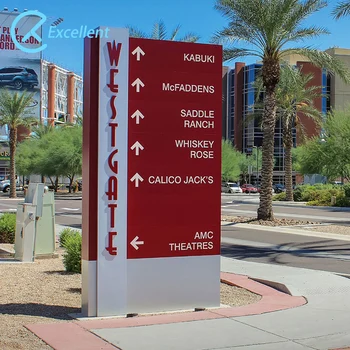 Custom Wayfinding Pylon Sign Free Standing Parking Directional Pylon Signage Pylon Signs Outdoor Metal Backlit Letter Sign Board