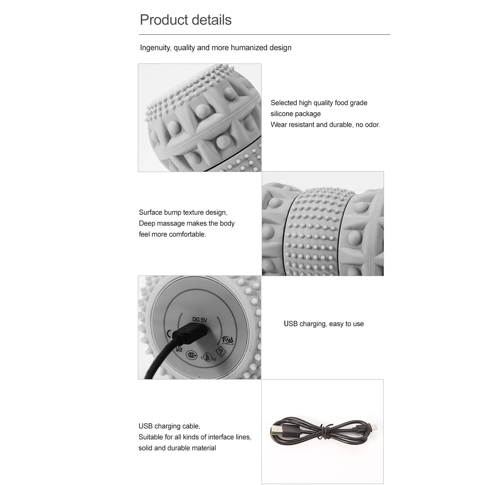Portable Electric Fascia Ball Foam Roller Peanut Massage Ball Vibrating Foot Full Body Massage Vibration Roller