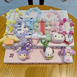 Colorful Beaded Snack-Inspired Phone Charm - Cute Girl's Backpack Pendant & Car Key Phone Chain