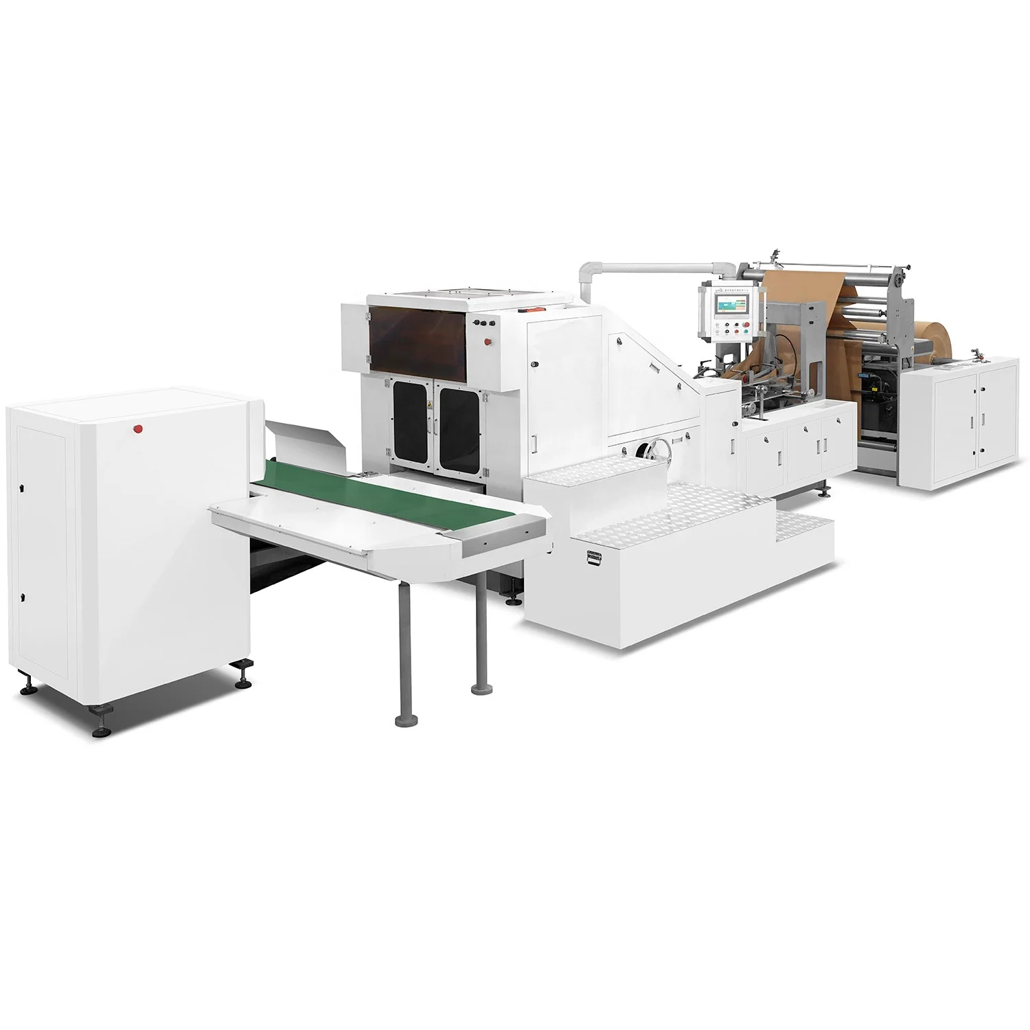 Roll Fed Fully Automatic Brown Paper Food Kraft Paper Bag Making Machine