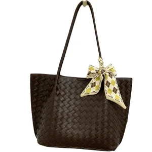 2026 Leather Tote Bag with Large Capacity Lightweight Shoulder Underarm Bag for Women Fashionable Ladies Bag with Braided Design