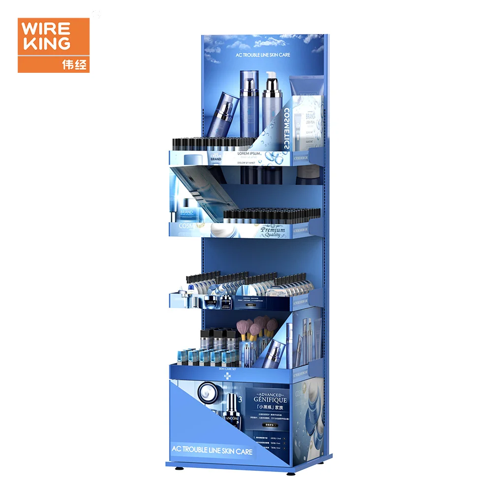 Customized Metal Makeup Display Rack Liquid Foundation Lipstick Beauty Care Product Display Stand Cosmetic Rack