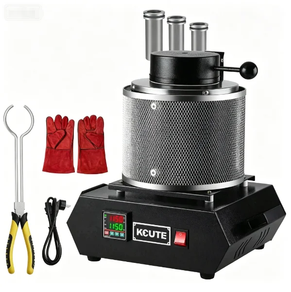 TEBAK Small Electric Heating Melting Equipment - 1600 Degrees. Gold, Silver, Copper and Aluminum Melting Furnace.
