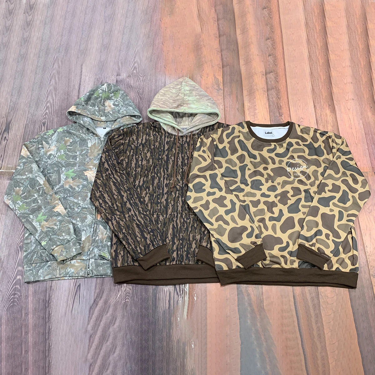 Pullover Vintage Sweatshirt Boxy 100% Cotton Dtg Print Heavy Weight Hunting Camouflage Camo Crewneck Sweatshirt