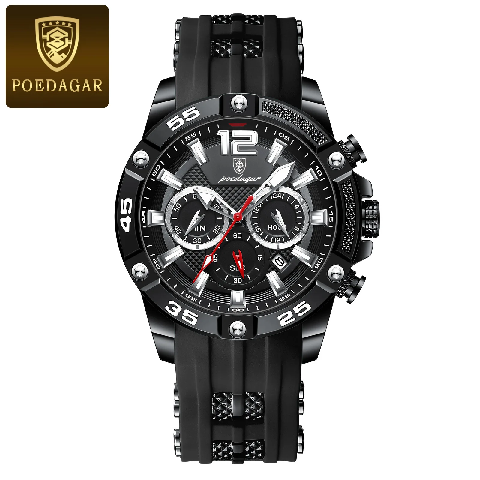 POEDAGAR 912 Casual Men Watch Luxury Waterproof Luminous Chronograph Date Man Wristwatch aperçu 12