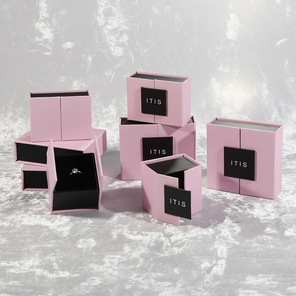 Pink Double Door Jewelry Gift Box | Magnetic Closure Presentation Case for a Romantic Unboxing Surprise