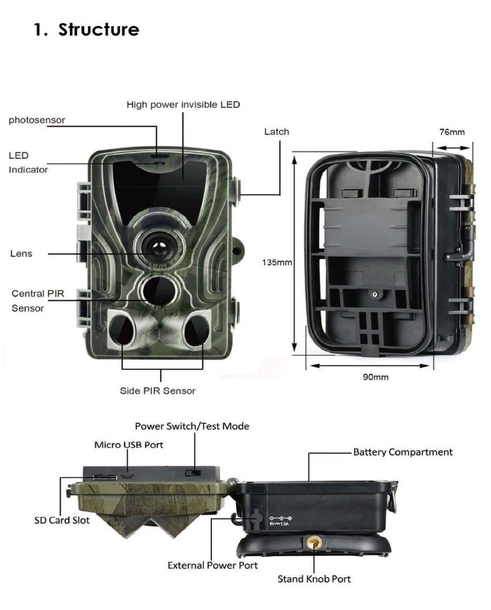 Trail Game Camera 24MP 1080P Full HD IP65 Waterproof Hunting Scouting Cam Trap Camera for Wildlife Watching