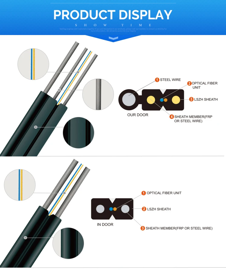 Gjyxch-1b6 Ftth Fiber Optic Drop Cable 1 Core 2 Core G657a2 Frp/kfrp ...