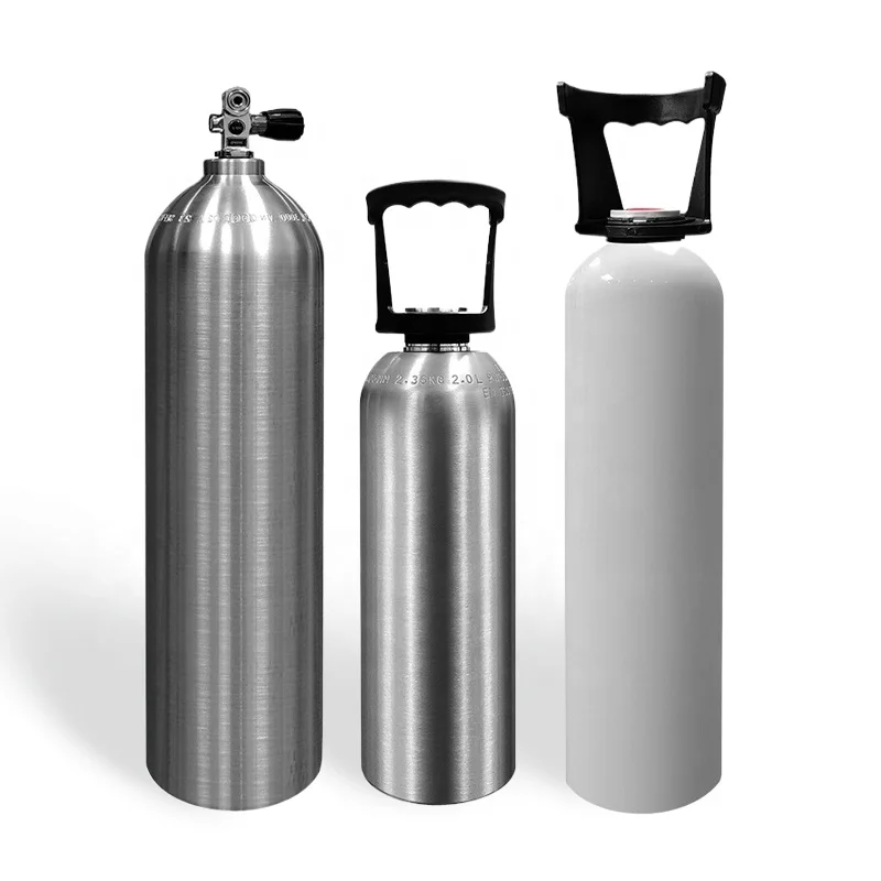 GB ISO DOT Botol Gas Aluminium Oksigen Tangki Gas 2L 4L 10L Aluminium CO2 Silinder