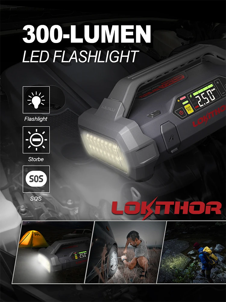 Умный автомобиль скачок стартер 12V 2000A 20000mAh батареи аварийного питания с 180 дней в режиме ожидания банка авто усилитель измерения напряжения воздуха