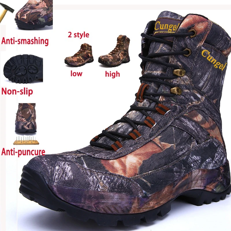 cungel Men's Camo Hunting-Boot Waterproof Hiking Boots Anti-slip