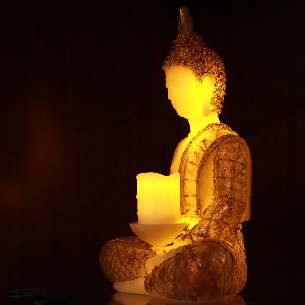LED Paraffin Wax Candle THAI Sitting LED Flameless Buddha Design Wax Luxury Paraffin Candle With Timer Function