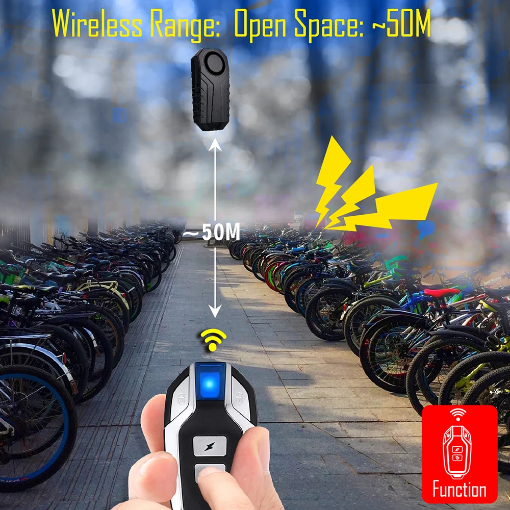 HoneTeek Allarme Bici Con Telecomando - 110 DB, Sensore A Vibrazione, Ricaricabile USB, Impermeabile IP65 - Per Moto, Scooter, Auto