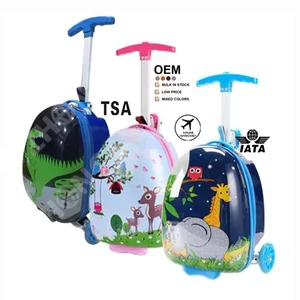 Fashion OEM  Kids Abs Children's Luggage Trolley Airport Size Scooter Suitcase