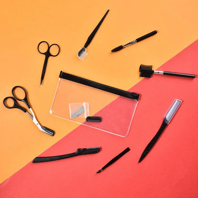 12pcs/set Eyebrow Brush Kit Eyebrow Shaving Tool Sets Steel Wholesale