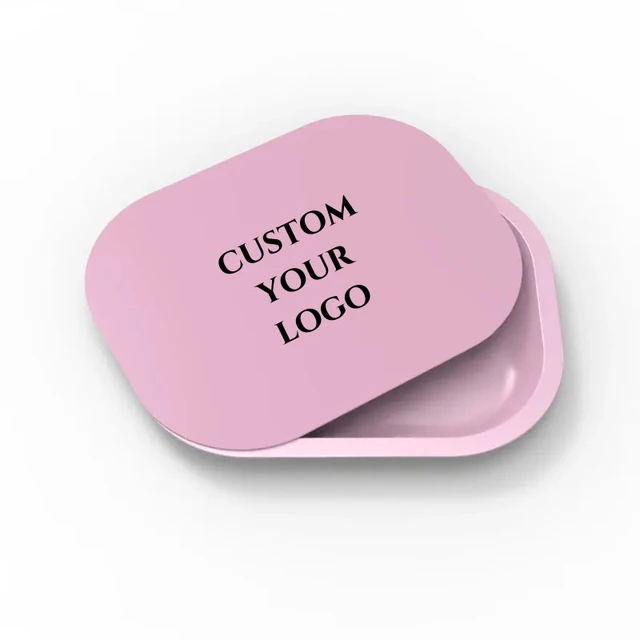 Custom Size Colorful Logo Herb Tools Metal Rolling Tray Magnetic Lid Rolling Tray Grinder Set