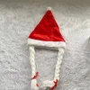Red christmas hat with braids