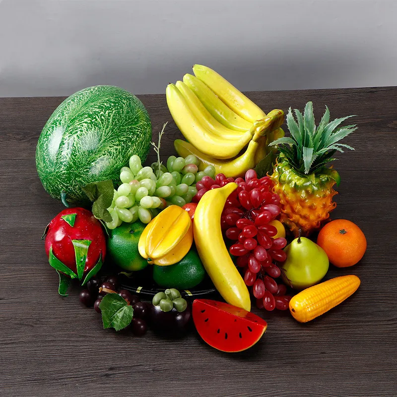 L06 Lifelike Plastic Pitaya Pear Realistic Fruits Vegetables Decor Simulated Artificial Fruits for Table Cabinet Display