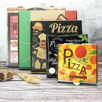 6 7 8 10 12 16 Inch Wholesale Custom logo Prices Pizza Box Supplier Size Paper Packaging Black Kraft Pizza Box