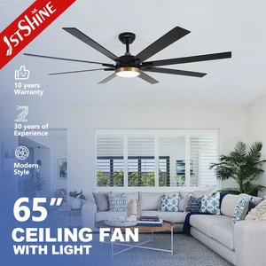 1stshine LED Ceiling Fan 65 Inches Industrial 3 Color Led Light Large Ceiling Fan with Smart APP Control