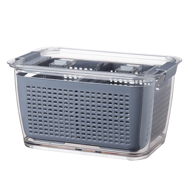 SHIMOYAMA Small Double Layer Plastic Drain Basket Fruit and Vegetable Dryer Drain Box Set