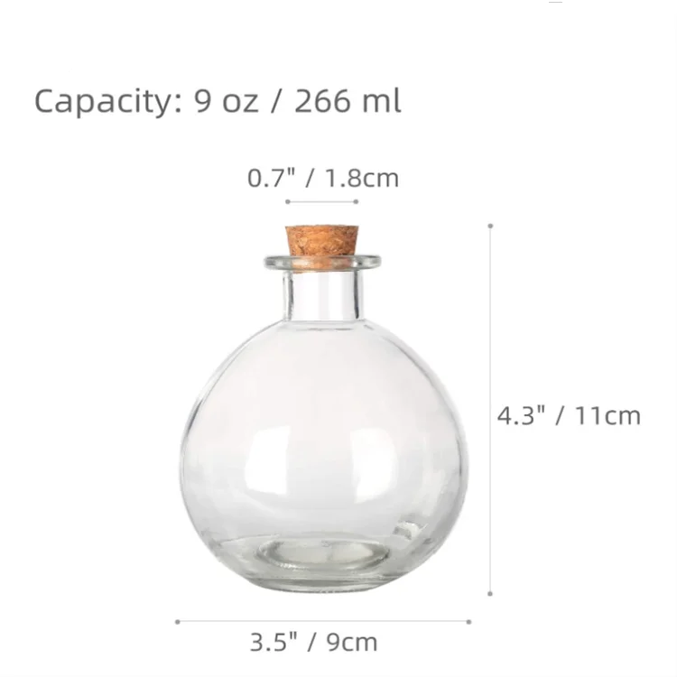 250ml Round Glass Bottles Clear Potion Bottles Decorative Glass Bottles ...