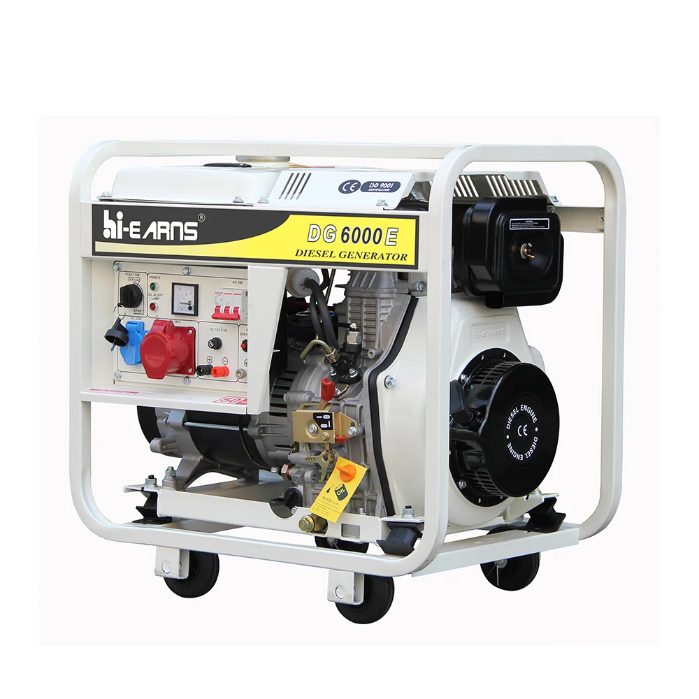 Hi Earns 5KW Portable Model with 4 Wheels 380V Three Phase diesel Generator