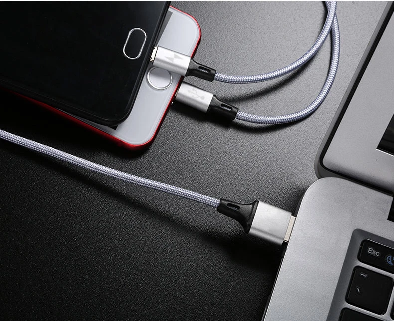 Nylon Braided Fast Charging Three-in-One USB Data Cable - ANKUX.COM