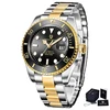 5 black dial silver gold strap
